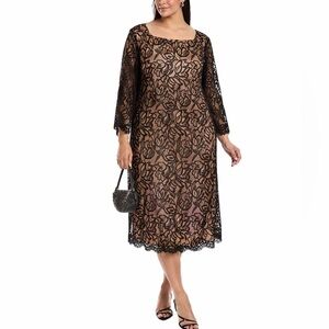 Marina Rinaldi Black Lace Sheath Dress Formal Cocktail Mother of Bride Groom